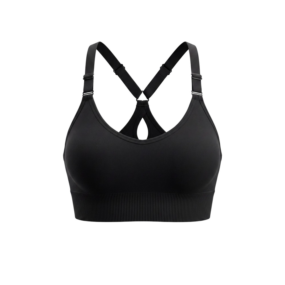 All in Motion Sports Bra Women S Black Good Racerback Ribbed Seamless Workout